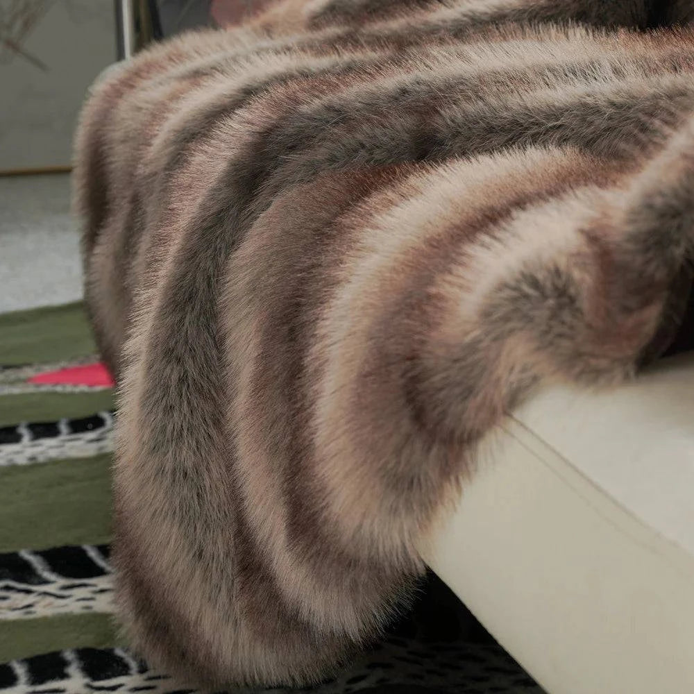 Luxury Faux Fur Blanket - High-End Fox Fur Bed & Sofa Throw - STripleB 