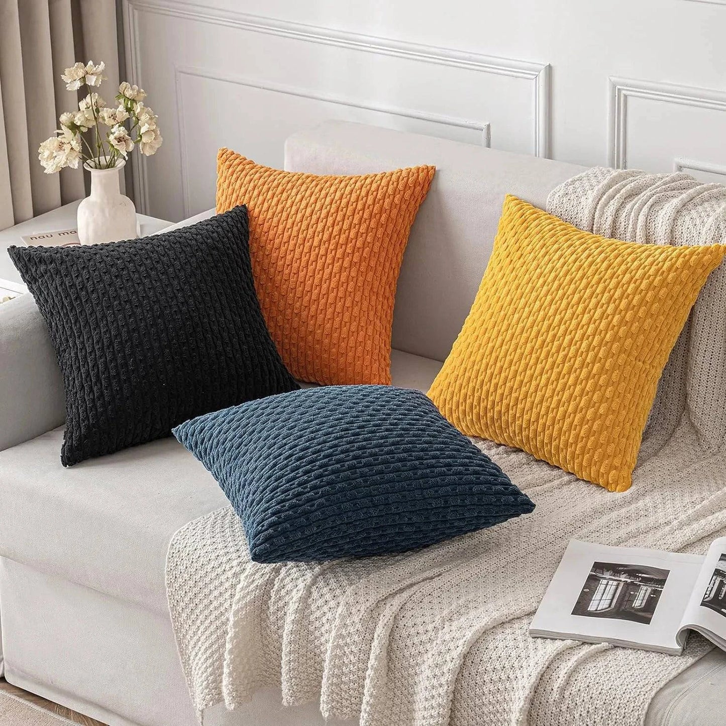 Corduroy Throw Pillow Covers - STripleB 