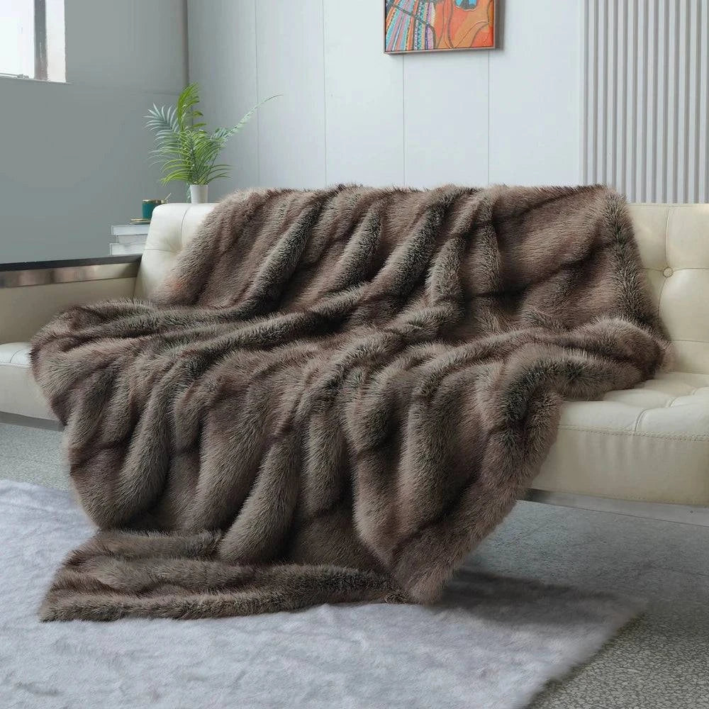 Luxury Faux Fur Blanket - High-End Fox Fur Bed & Sofa Throw - STripleB 