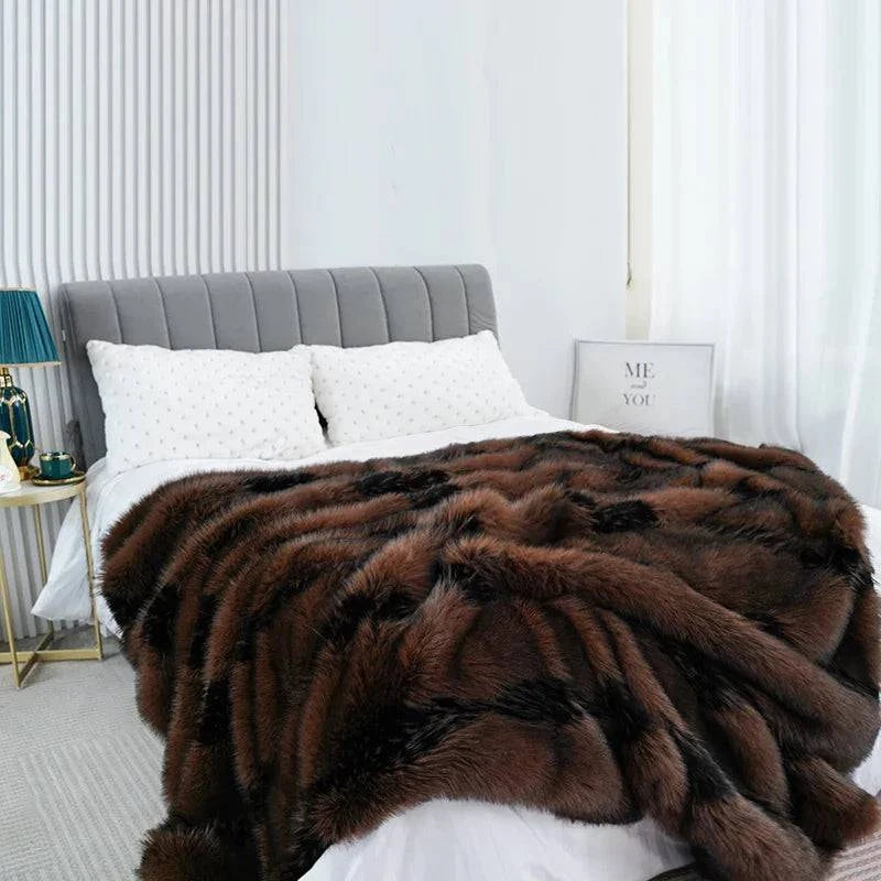 Luxury Faux Fur Winter Warm Blanket - Sofa Throw - STripleB 