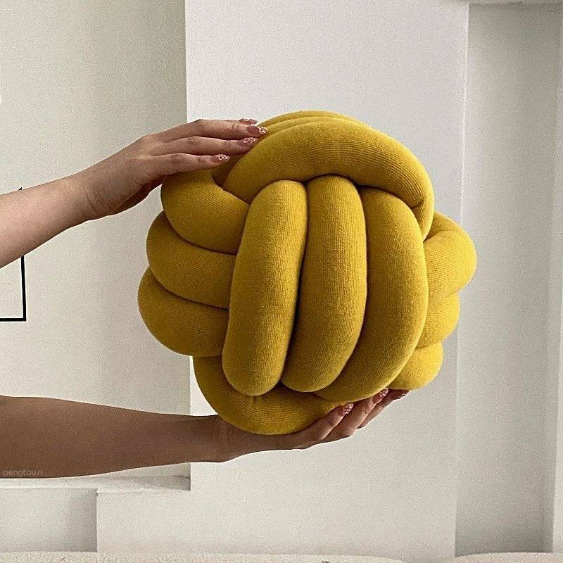 Soft Round Handmade Knotted Ball Sofa Pillow - STripleB 