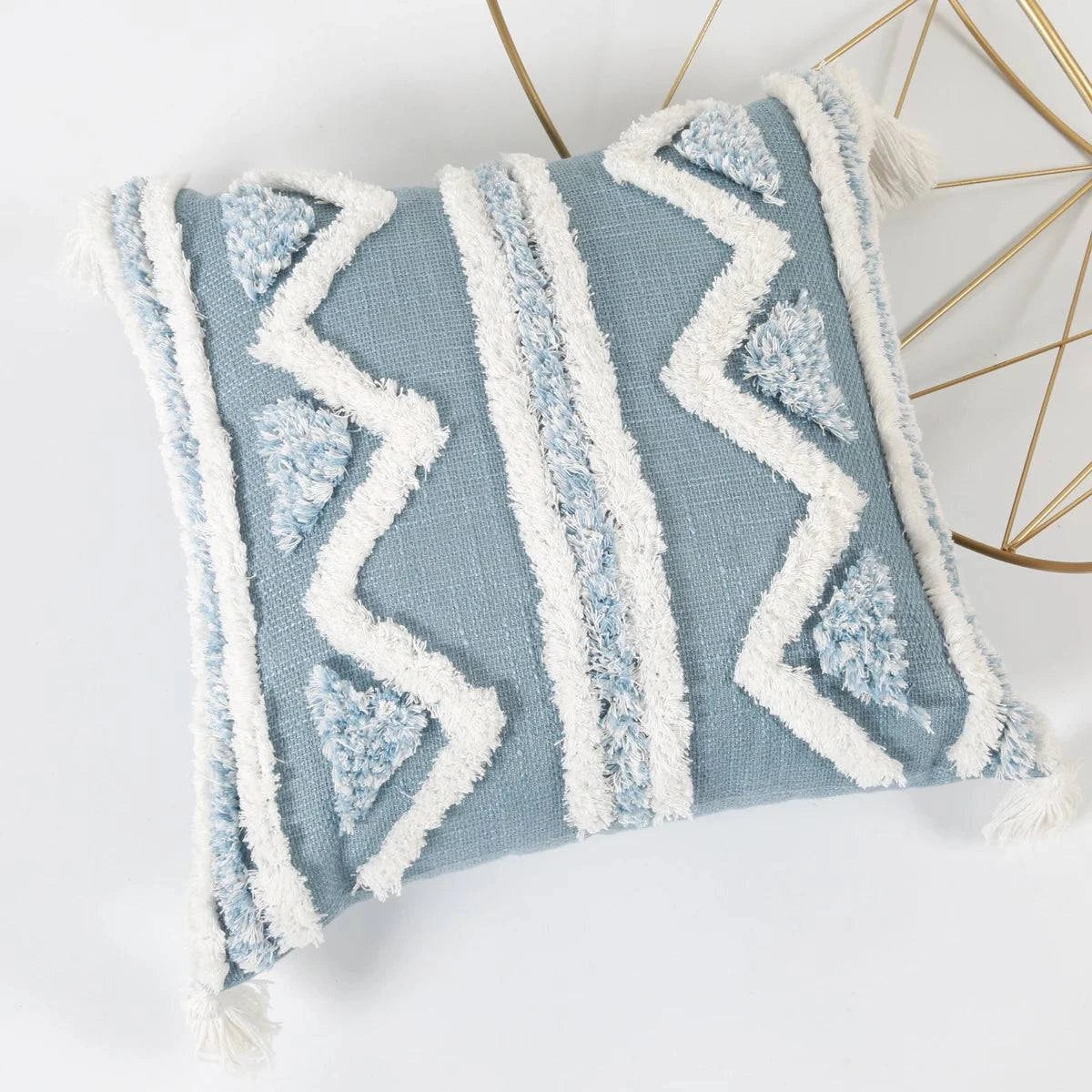 Blue Tufted Cushions - Geometric Pattern, Decorative Pillows - STripleB 