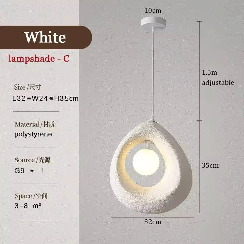 Japanese Wabi Sabi Pendant Lights Minimalist Bedroom Kitchen Island G9  LED Chandeliers Living Room Hanging Lamps - STripleB 