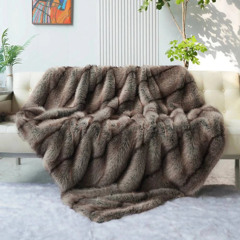 Luxury Faux Fur Blanket - High-End Fox Fur Bed & Sofa Throw - STripleB 