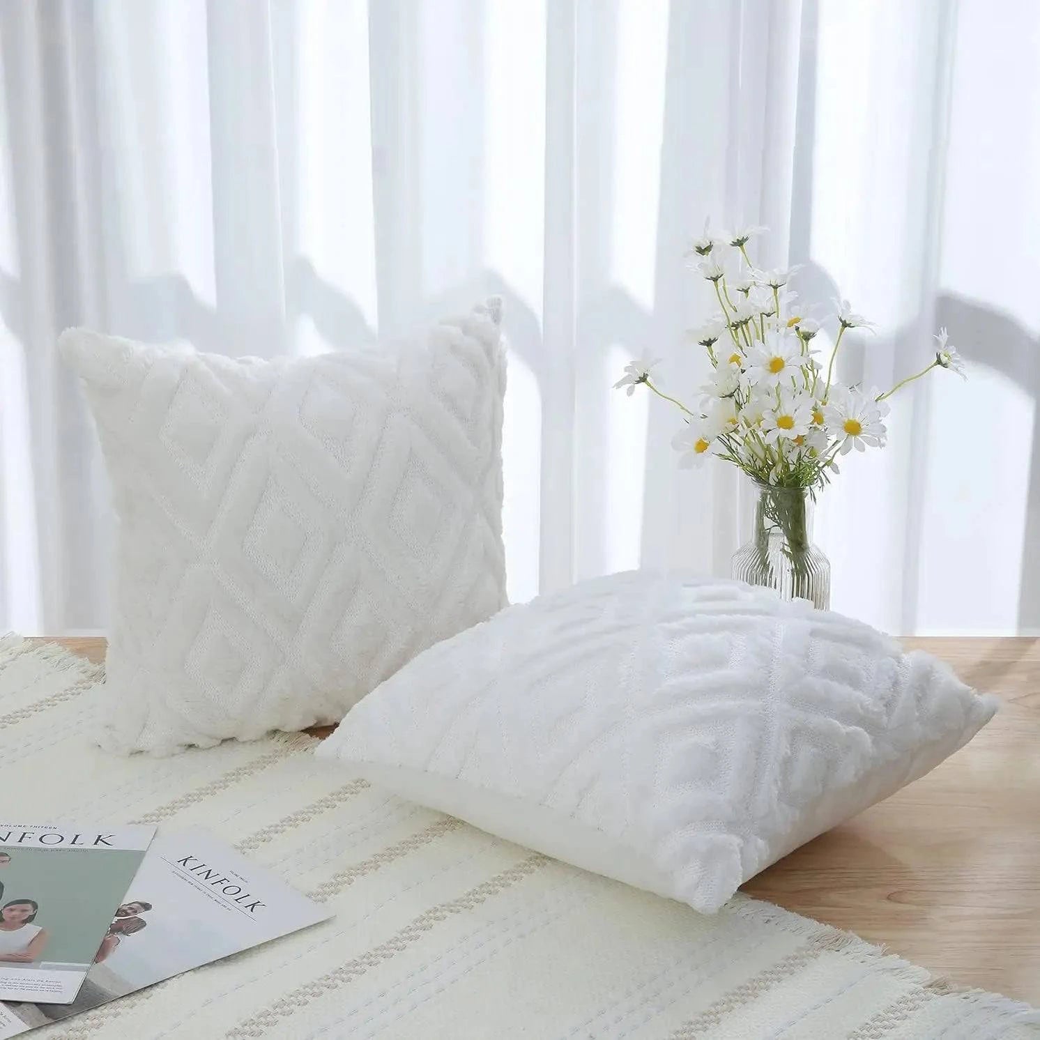 Soft Faux Fur Throw Pillow Covers - STripleB 