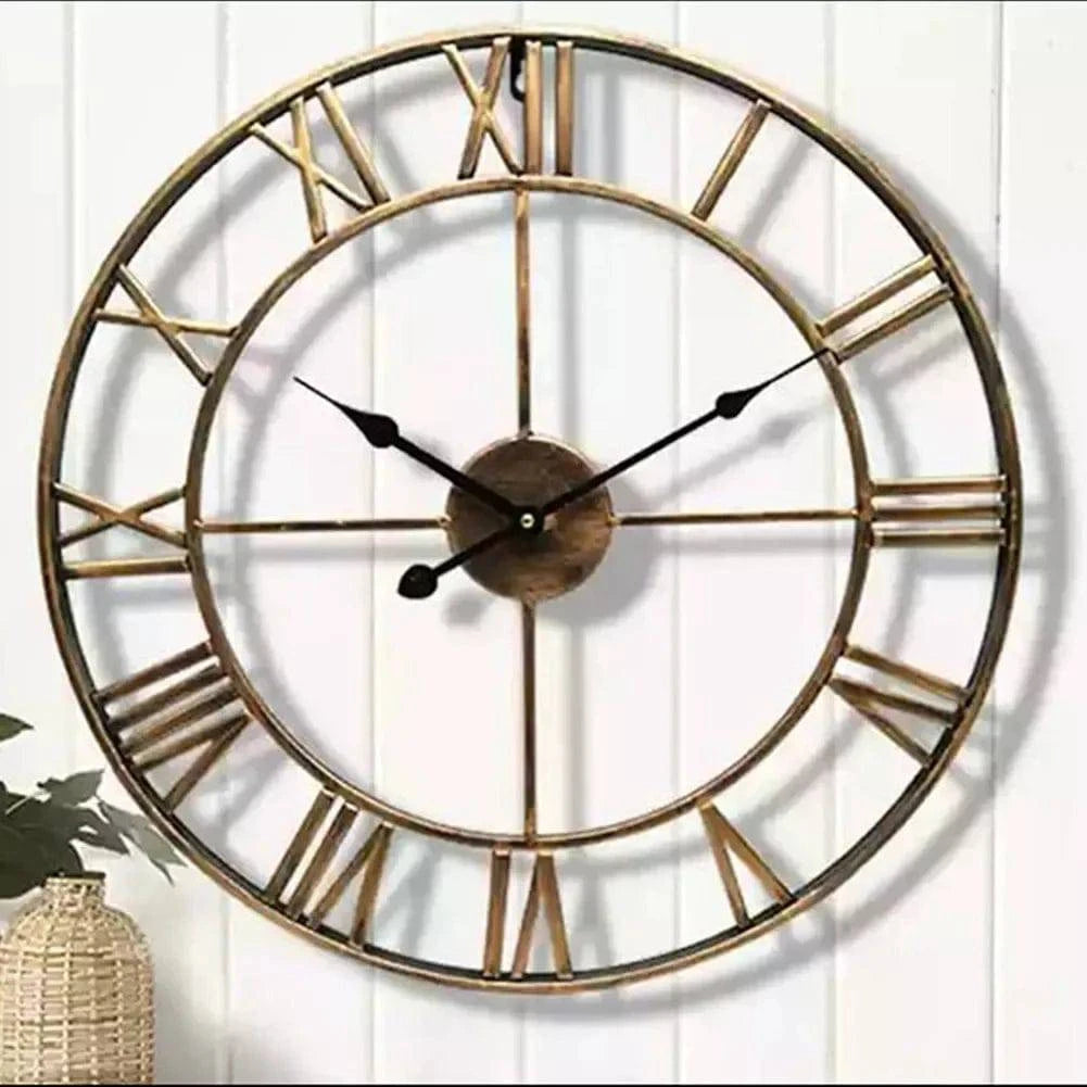 Wall Clocks - Roman Numerals Retro Round Metal Iron - STripleB 