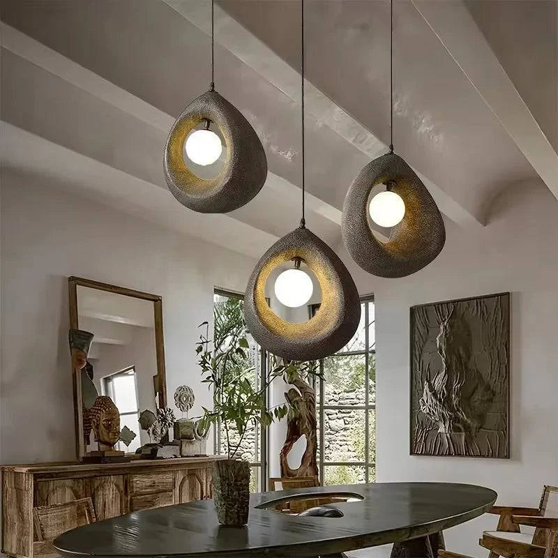 Japanese Wabi Sabi Pendant Lights Minimalist Bedroom Kitchen Island G9  LED Chandeliers Living Room Hanging Lamps - STripleB 