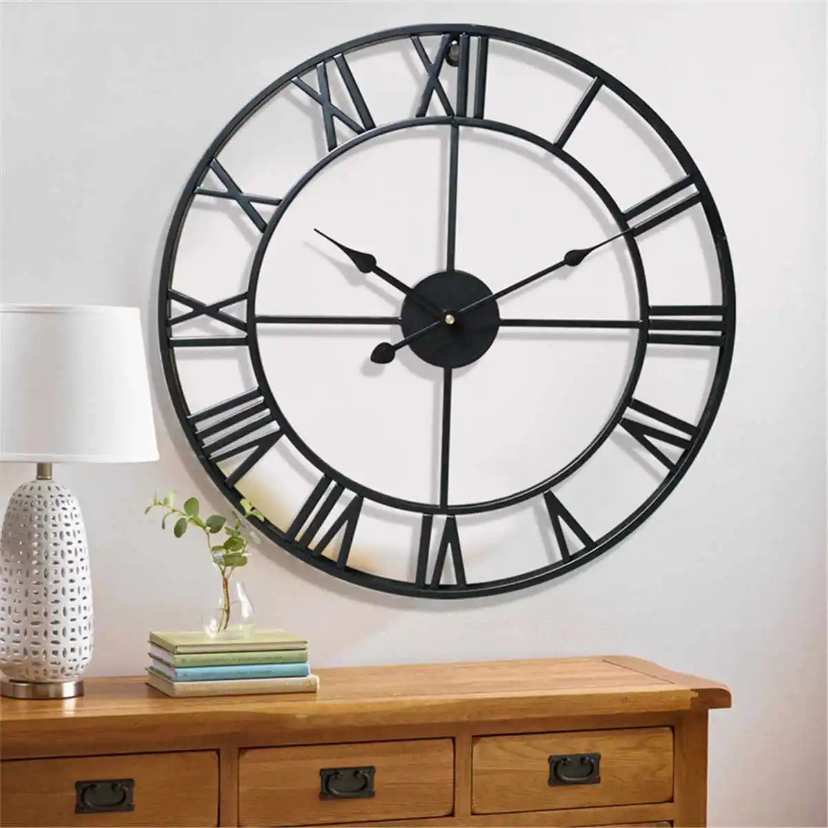 Wall Clocks - Roman Numerals Retro Round Metal Iron - STripleB 