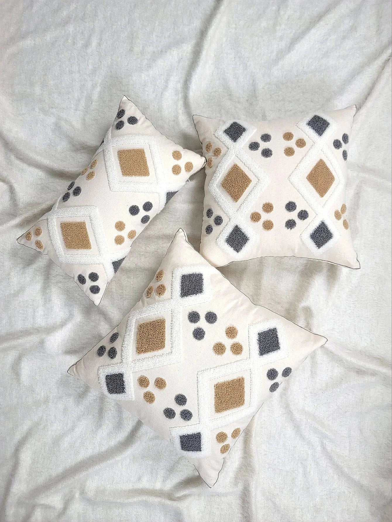 Geometric Embroidered Throw Pillow Covers - STripleB 