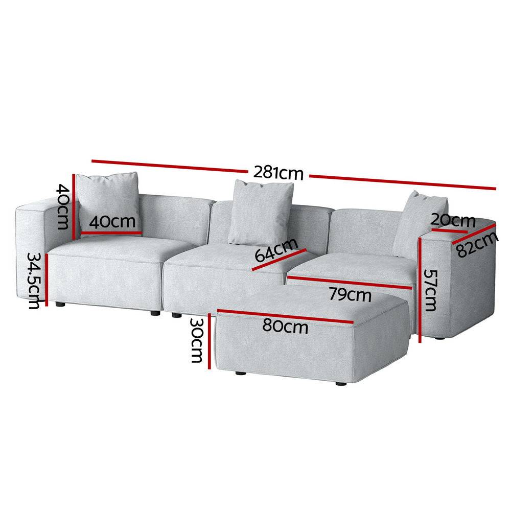 4-Seater Sofa - Grey - STripleB 