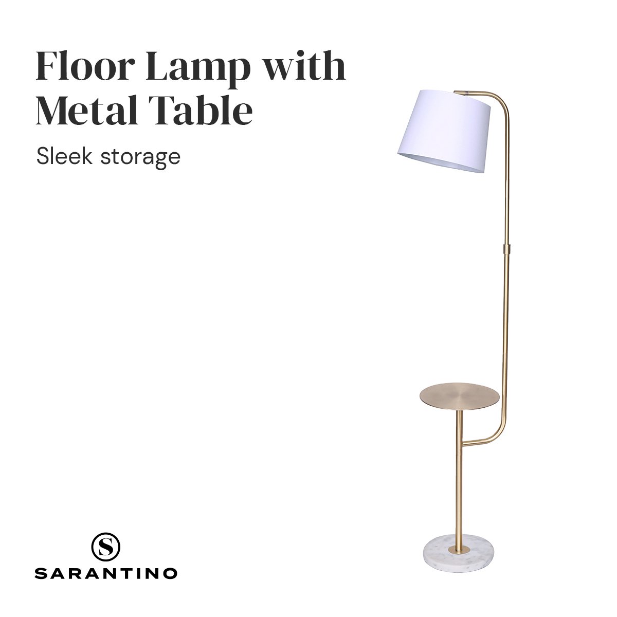 Sarantino Marble & Metal End Table Top Floor Lamp - STripleB 