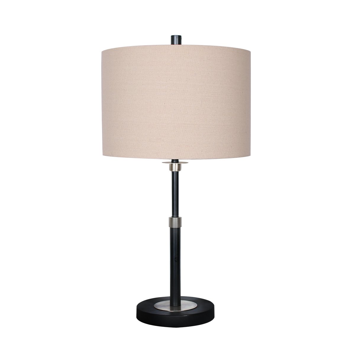 Sarantino Metal Table Lamp with Linen Drum Shade - STripleB 