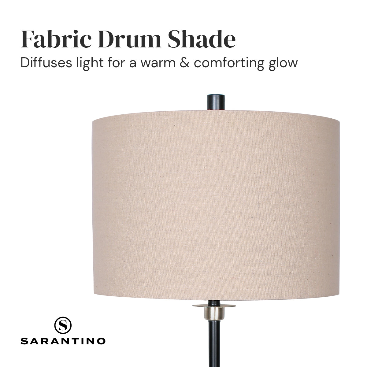 Sarantino Metal Table Lamp with Linen Drum Shade - STripleB 