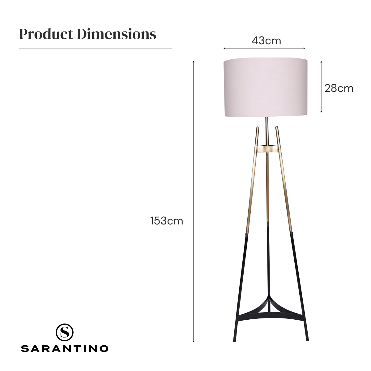 Sarantino Metal Tripod Electric Floor Lamp Gradient Finish - STripleB 