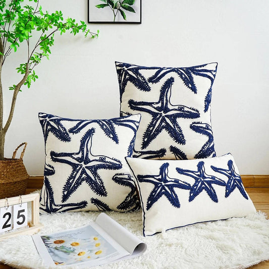 Modern Starfish Embroidered Pillow Covers - STripleB 