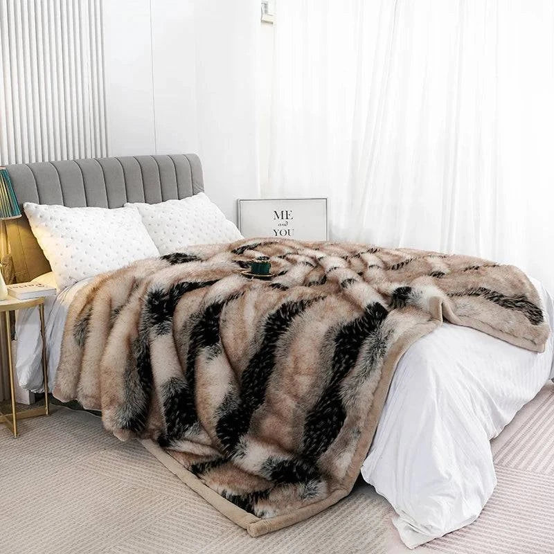 Luxury Faux Fur Winter Warm Blanket - Sofa Throw - STripleB 