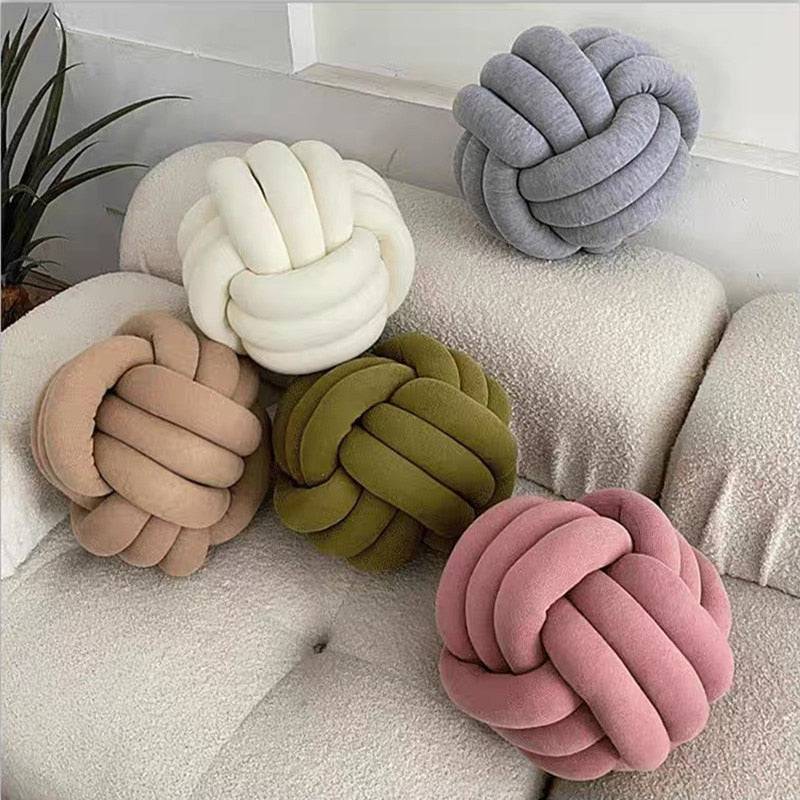 Soft Round Handmade Knotted Ball Sofa Pillow - STripleB 