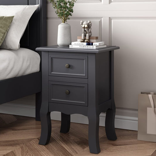 French Bedside Table Nightstand Grey Set of 2 - STripleB 