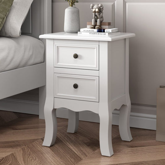 French Bedside Table Nightstand White Set of 2 - STripleB 
