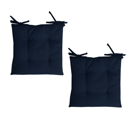 Set of 2 - Outdoor Polyester Solid Chair Pads - 40 x 40cm - Navy Blue - STripleB