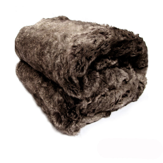 Shaye Luxury Range Faux Fur Throw Rug - 127 x 152 cm - Mexican Wolf - STripleB