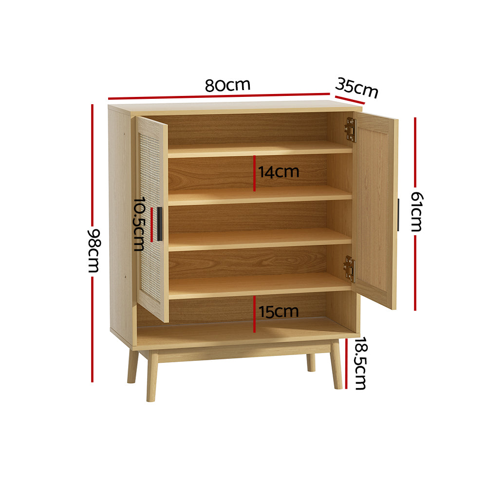 Shoe Rack Cabinet - Rattan - 5-tier - STripleB