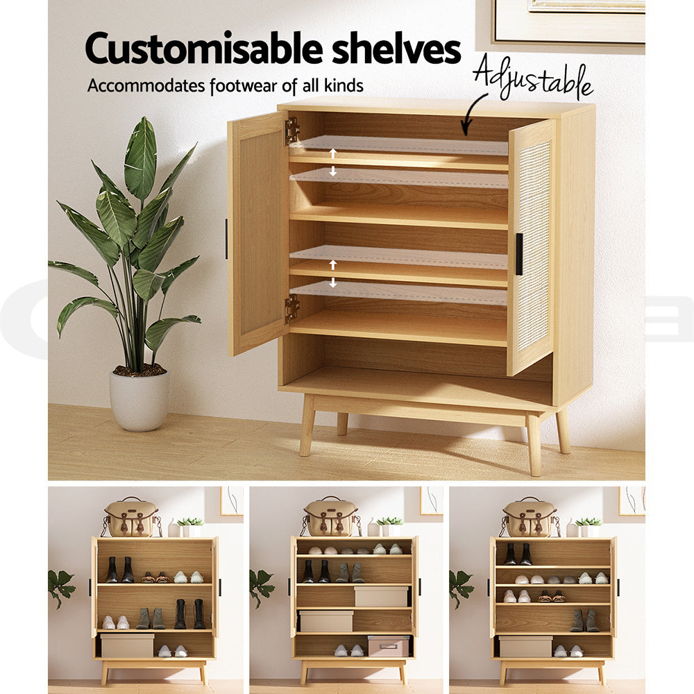 Shoe Rack Cabinet - Rattan - 5-tier - STripleB