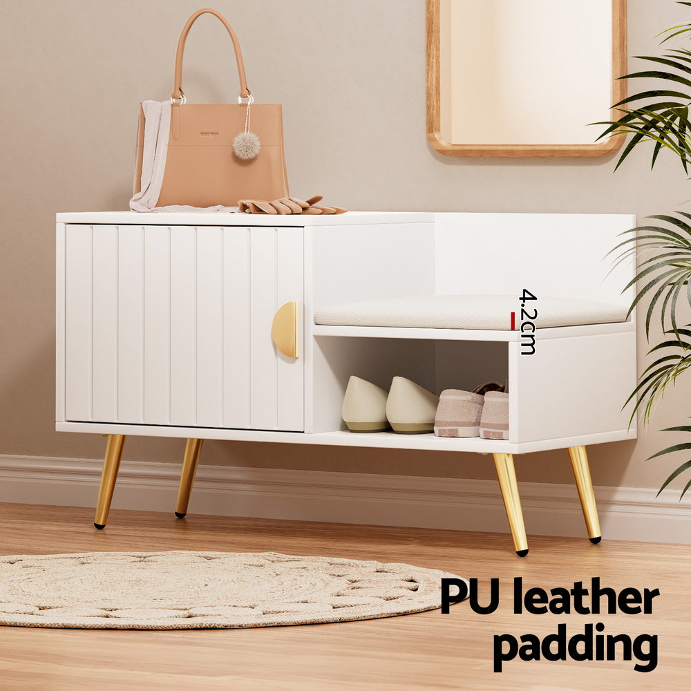 Shoe Rack Cabinet Bench 6 Pairs - White - STripleB
