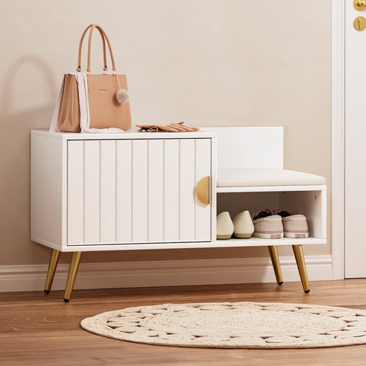 Shoe Rack Cabinet Bench 6 Pairs - White - STripleB