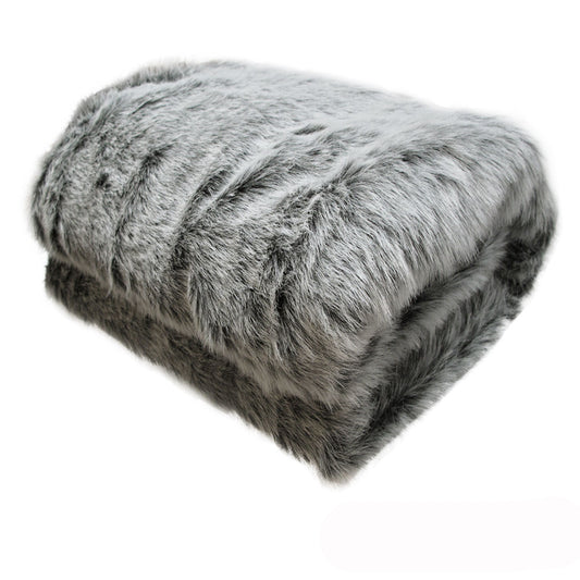 Sia Luxury Range Faux Fur Throw Rug - 127 x 152 cm - Mongolian Wolf - STripleB