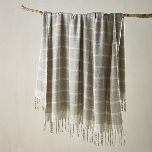 Silver - Faux Mohair Large Throw Rug 150 x 220 cm - STripleB
