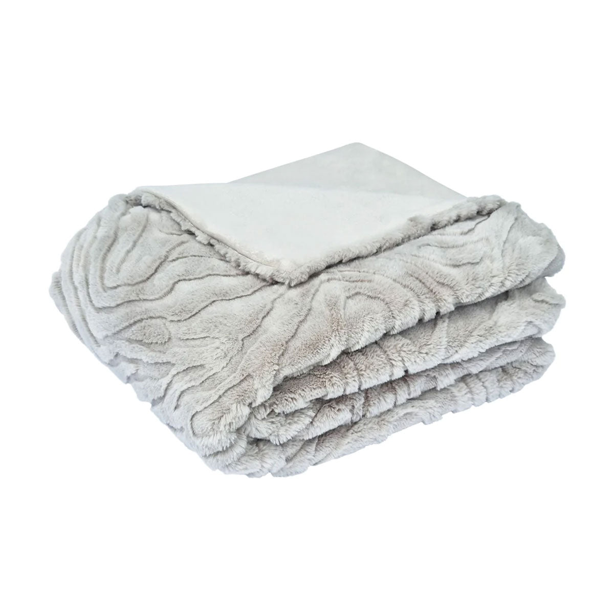 Silver Grey - Faux Mohair Throw Rug - 130 x 160cm - STripleB
