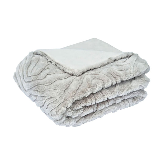 Silver Grey - Faux Mohair Throw Rug - 130 x 160cm - STripleB