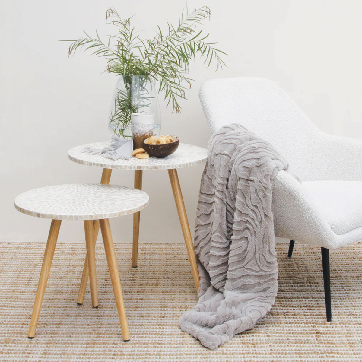 Silver Grey - Faux Mohair Throw Rug - 130 x 160cm - STripleB