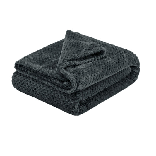 Soft Diamond Fleece Throw Rug/Blanket - Charcoal - STripleB