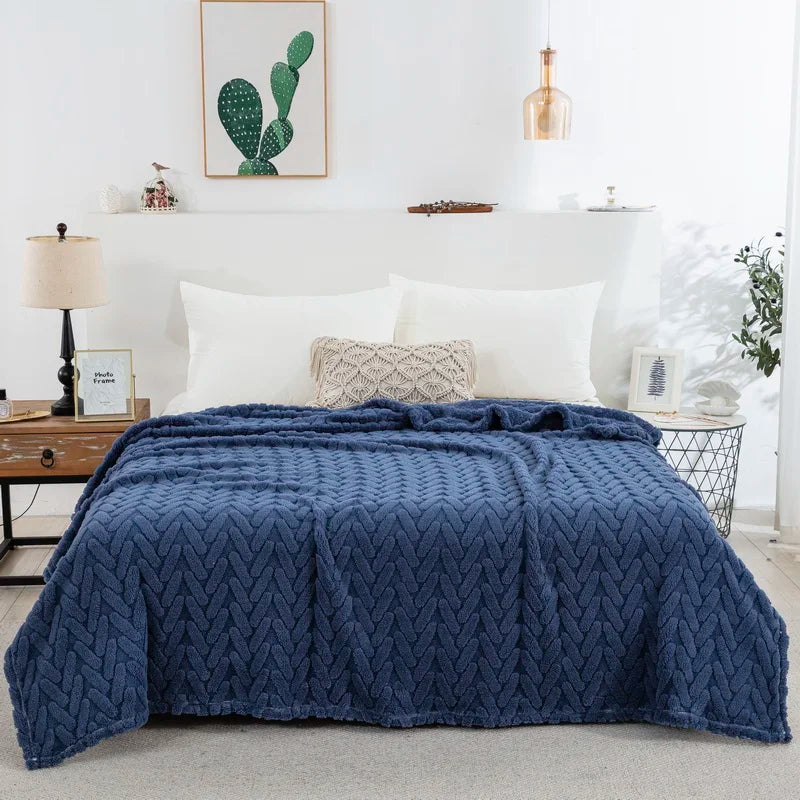 Soft Plush Blankets for All Seasons - Navy Blue - Bed Cover - STripleB