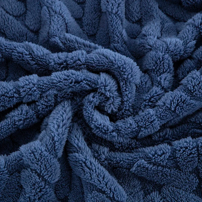 Soft Plush Blankets for All Seasons - Navy Blue - Close up of Fabric 2 - STripleB