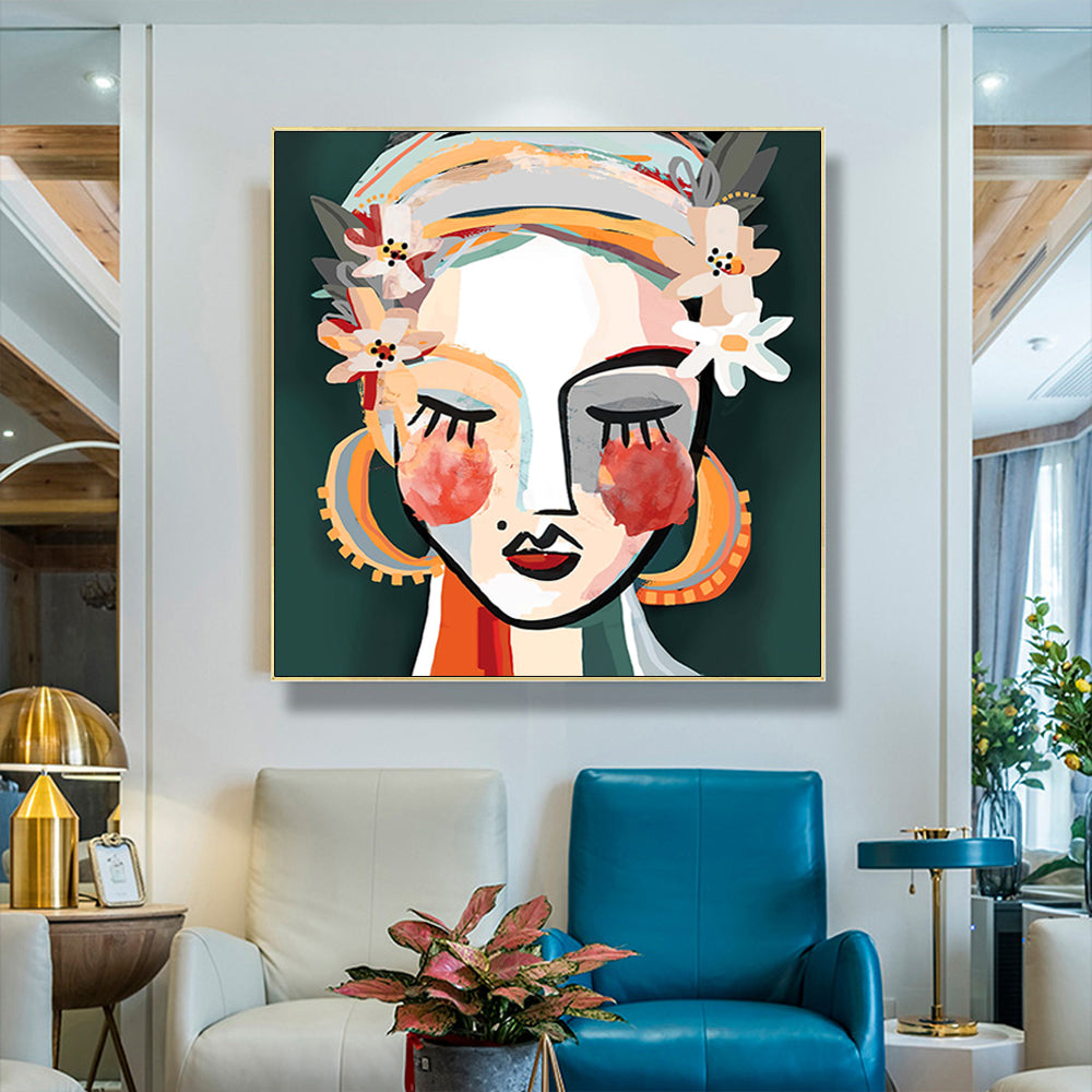 Sophie II Gold Frame Canvas - 50cmx50cm - STripleB