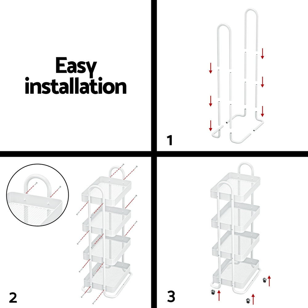 Storage Trolley - 4 Tiers - White - STripleB