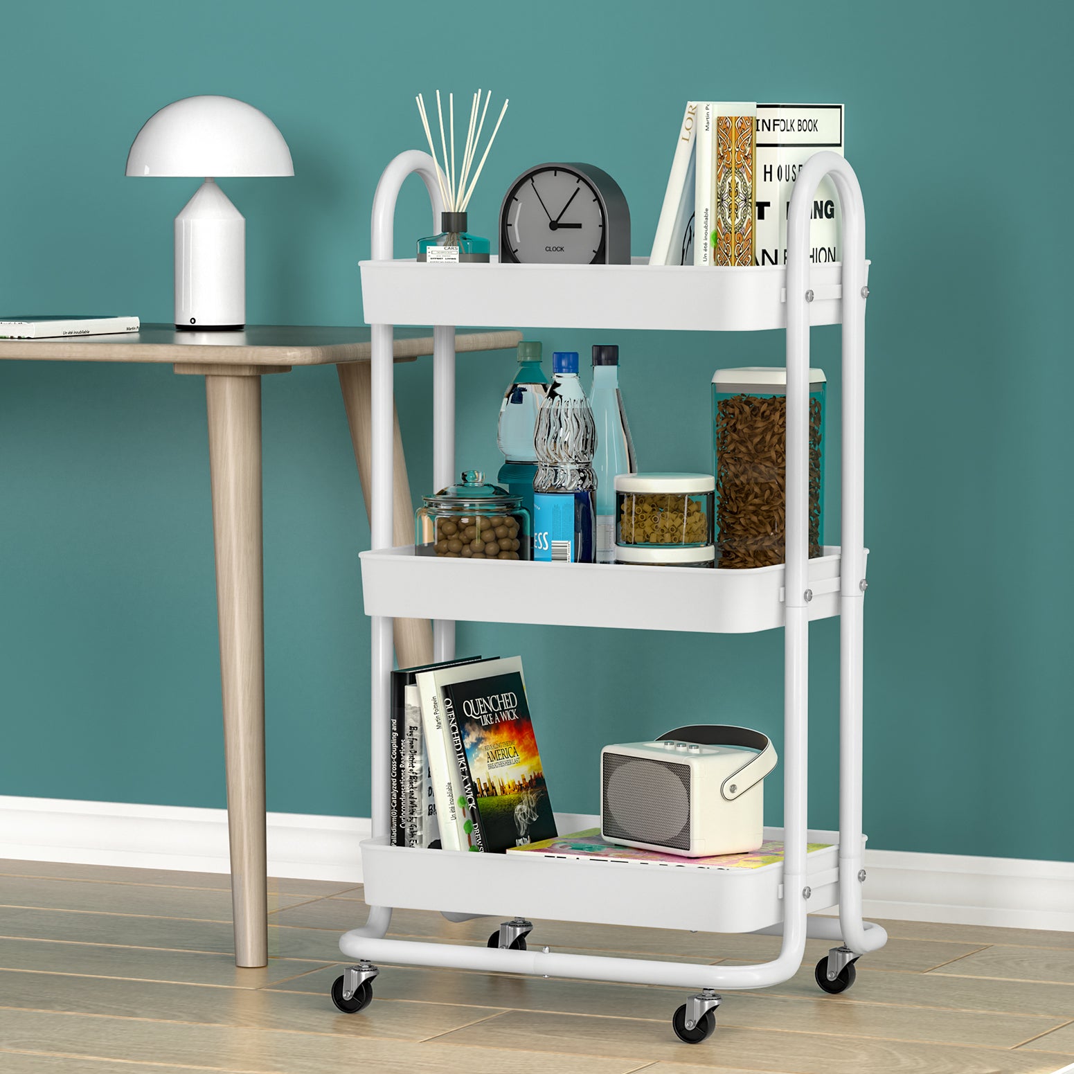 Storage Trolley Cart - 3 Tiers - White - STripleB