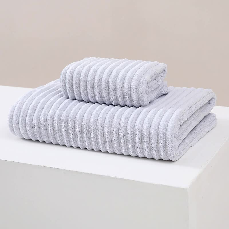 Striped Model Grey - Luxury Bath Towel and Hand Towel Set - STripleB