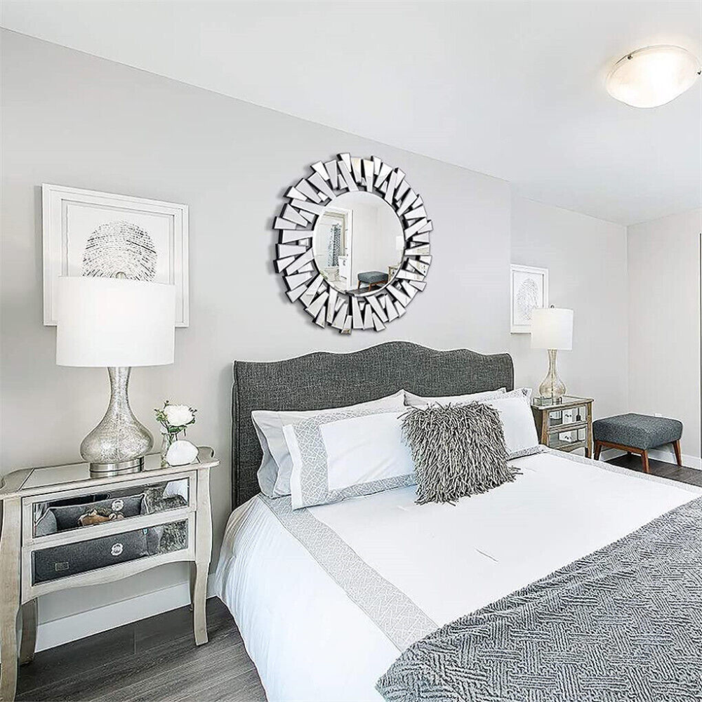Stunning 32 Silver Round Wall Mirror - STripleB