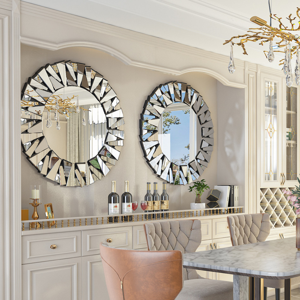 Stunning 32 Silver Round Wall Mirror - STripleB