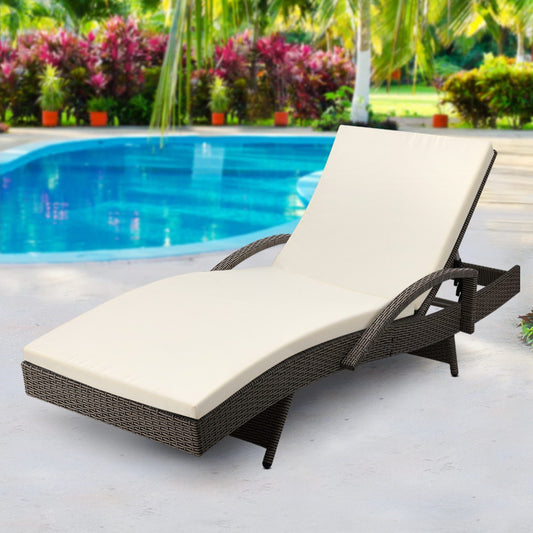 Sun Lounge Wicker Chair - Grey Beige - STripleB