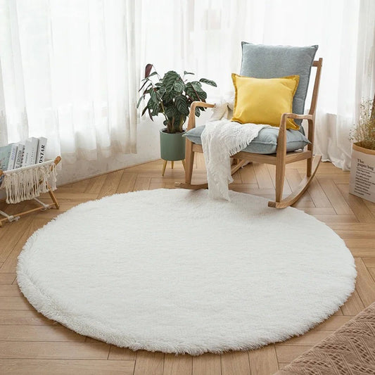 Super Soft Plush Round Rug Mat Fluffy Salon Thick Pile Carpets - STripleB