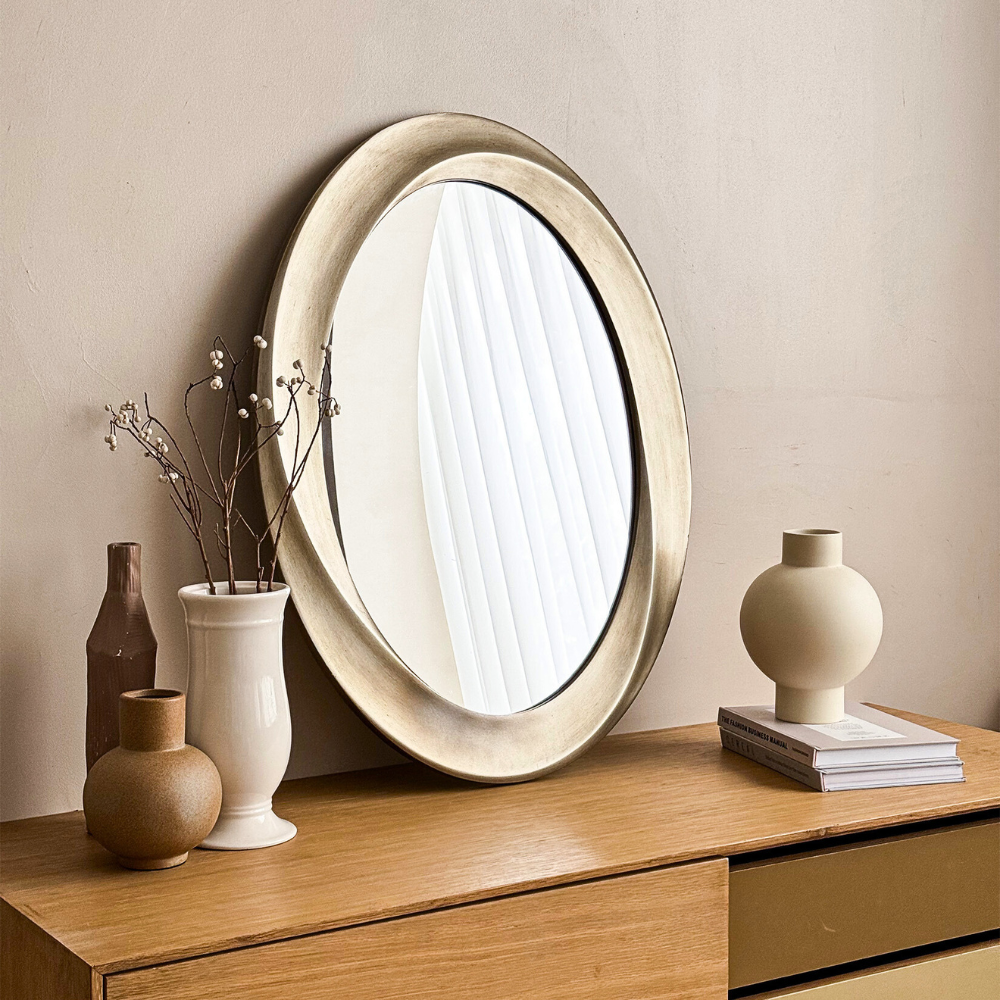 Swirl Style Oval Antique Gold Vintage Hanging Mirror - STripleB