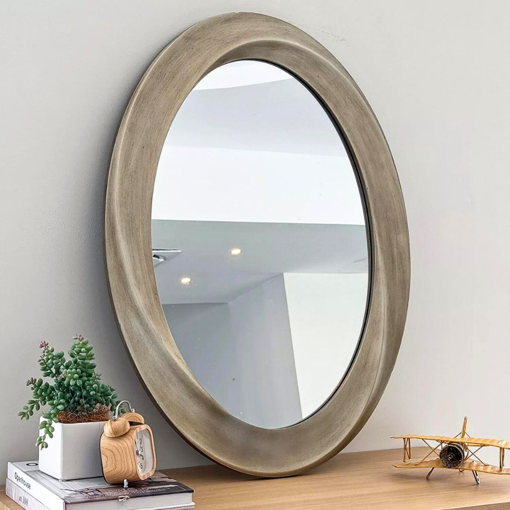 Swirl Style Oval Antique Gold Vintage Hanging Mirror - STripleB