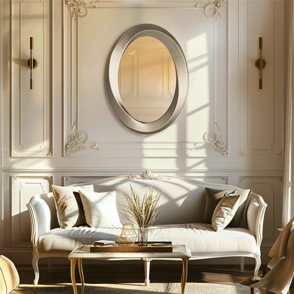 Swirl Style Oval Antique Gold Vintage Hanging Mirror - STripleB