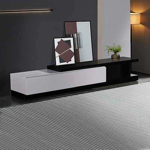 TV Cabinet with 2 Storage Drawers - Black & White - STripleB