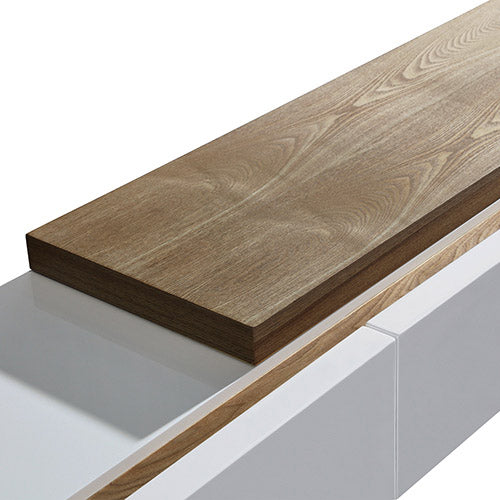 TV Cabinet with 2 Storage Drawers - White Ash - STripleB